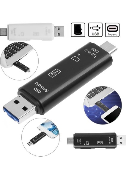 Yüksek Hızlı Tip-C Kart Okuyucu Mikro USB Tip-C Flash Sürücü Adaptör Konektörü Evrensel 3'ü 1 Arada Combo - Yuva Tf Kart Okuyucu (Yurt Dışından)