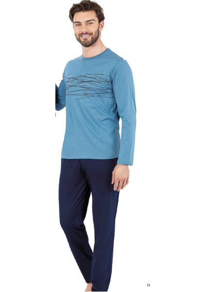 6061 Erkek Uzun Kollu Bisiklet Yaka Pijama Takımı fırsatları