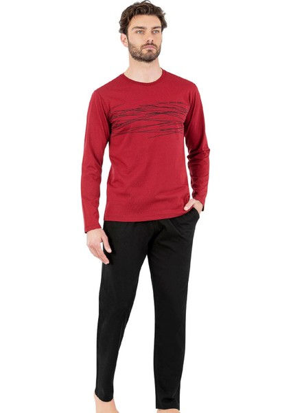 6061 Erkek Uzun Kollu Bisiklet Yaka Pijama Takımı