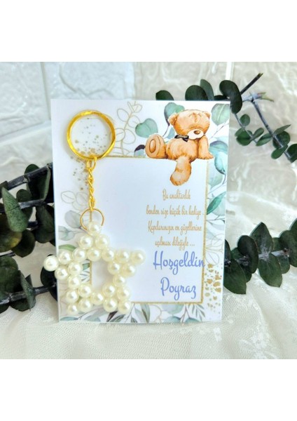 20 Adet Incili Yıldız Anahtarlık Ayıcık Figürlü Erkek Bebek Şekeri Lik