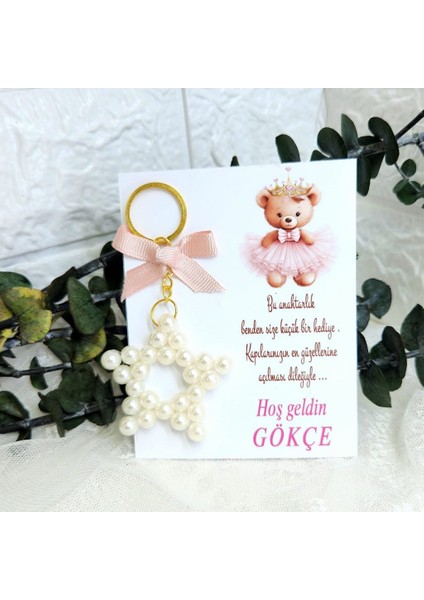 20 Adet Ayıcık Figürlü Kız Bebek Şekeri Anahyarlık Lik Incili Altın