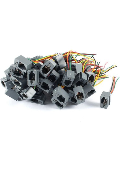 50 Adet 616E 4P4C Rj9 Dişi Telefon Konektörü Adaptörü W 4 Telli 8 cm (Yurt Dışından)