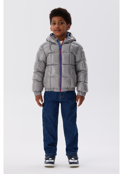 Bg Store Erkek Çocuk Gümüş Mont