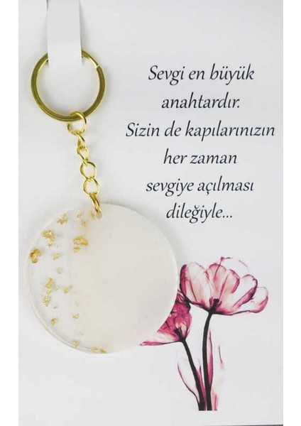 25 Adet Epoksi Anahtarlık Kartlı Yuvarlak Altın Pk:1