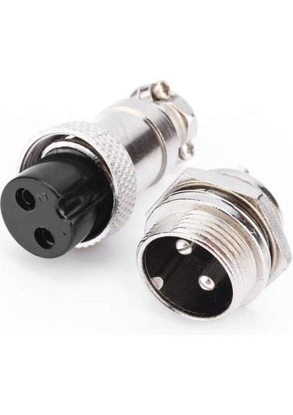 Fiş Konnektörü-1 Set x GX16 2 Pinli Vidalı Tip Havacılık Konnektörü Al Soket (Erkek + Dişi)- (Yurt Dışından)