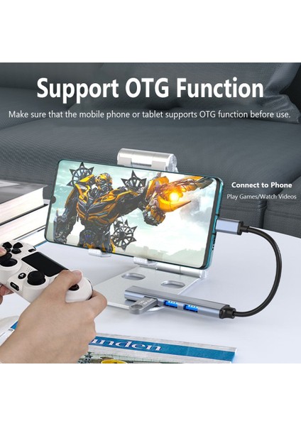7 Port Tip-C Hub USB 3.0 Genişletici Splitter Dizüstü Pc Sabit Disk Fare Klavye Yüksek Hızlı Otg Adaptör Yerleştirme Istasyonu (Yurt Dışından)