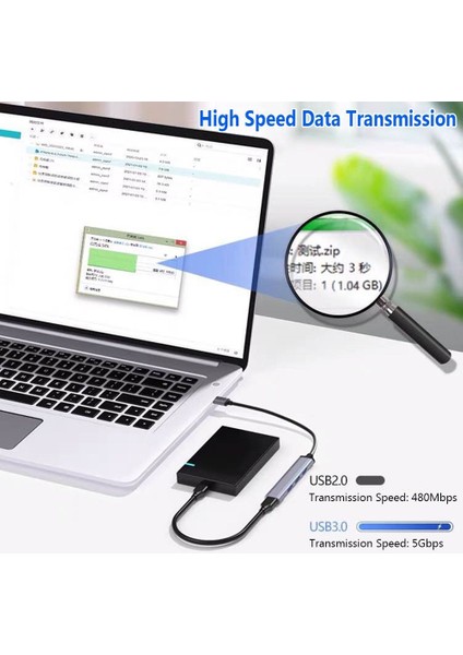 7 Port Tip-C Hub USB 3.0 Genişletici Splitter Dizüstü Pc Sabit Disk Fare Klavye Yüksek Hızlı Otg Adaptör Yerleştirme Istasyonu (Yurt Dışından)