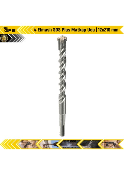 4 Elmaslı Sds Plus Matkap Ucu | 12X210 mm