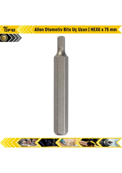 Allen Otomotiv Bits Uç Kısa | Hex6 x 75 mm