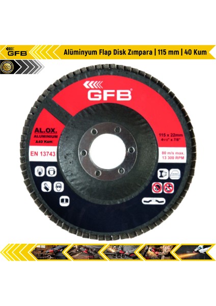 Alüminyum Flap Disk Zımpara | 115 mm | 40 Kum