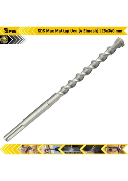 Sds Max Matkap Ucu (4 Elmaslı) | 28X340 mm