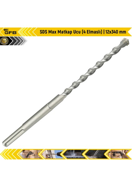 Sds Max Matkap Ucu (4 Elmaslı) | 12X340 mm