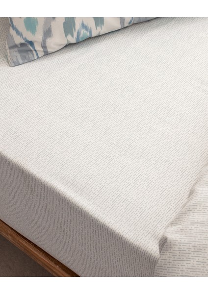 Norris King Size %100 Pamuk Lastikli Ranforce Baskılı Nevresim Takımı - Gri/mint