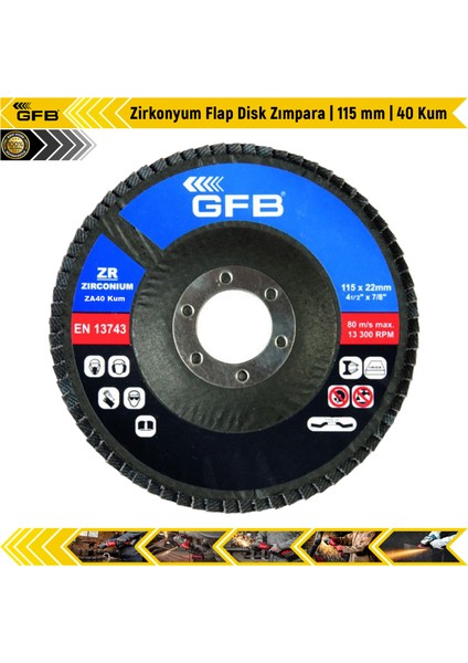 Zirkonyum Flap Disk Zımpara | 115 mm | 40 Kum