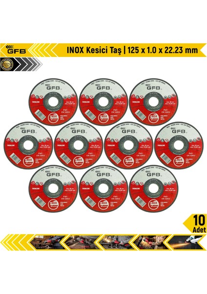 Inox Kesici Taş | 125 x 1.0 x 22.23 mm | 10 Adet