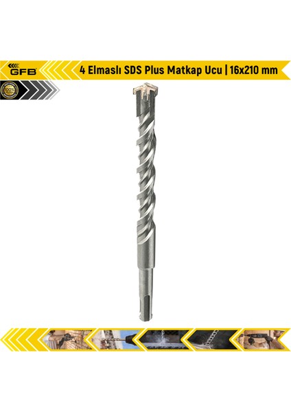 4 Elmaslı Sds Plus Matkap Ucu | 16X210 mm