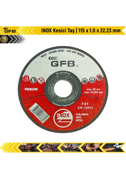 Inox Kesici Taş | 115 x 1.0 x 22.23 mm