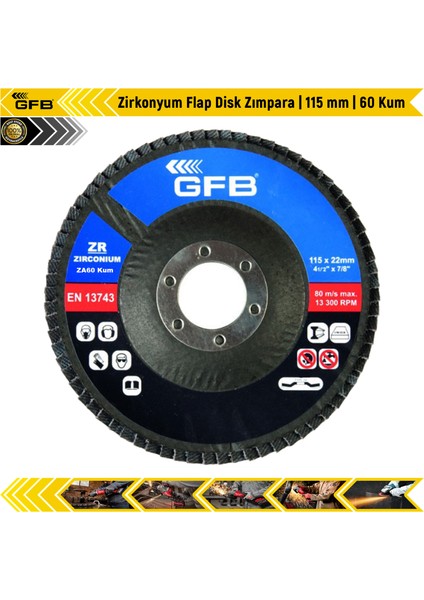 Zirkonyum Flap Disk Zımpara | 115 mm | 60 Kum
