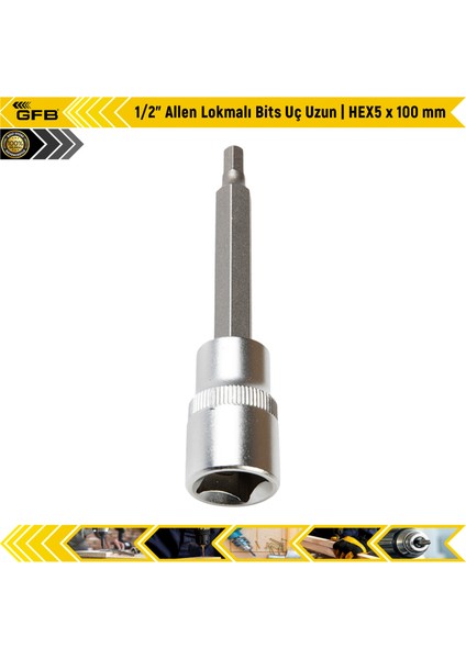 1/2" Allen Lokmalı Bits Uç Uzun | Hex5 x 100 mm