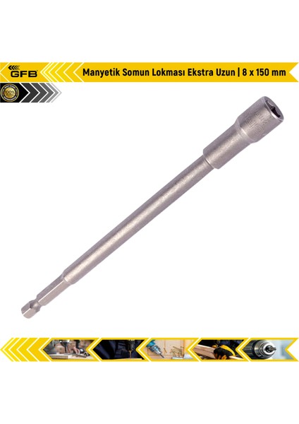 Manyetik Somun Lokması Ekstra Uzun | 8 x 150 mm