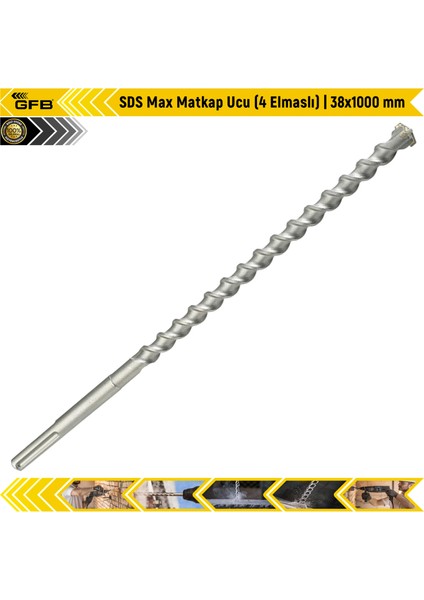 Sds Max Matkap Ucu (4 Elmaslı) | 38X1000 mm