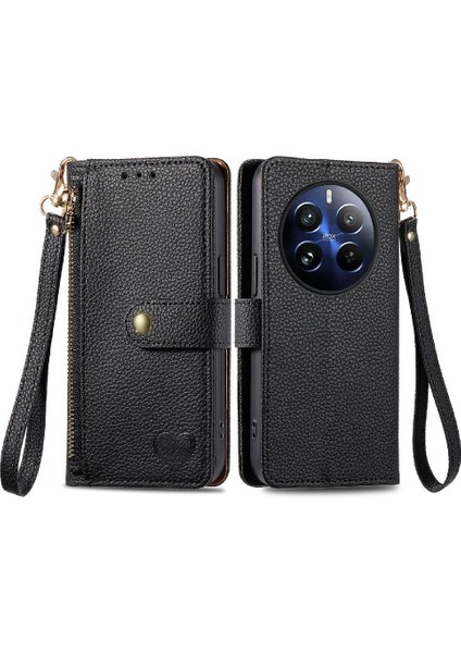 Realme 13 Cüzdan Darbeye Deri Kılıf Fermuar Aşk Için Flip Case (Yurt Dışından)