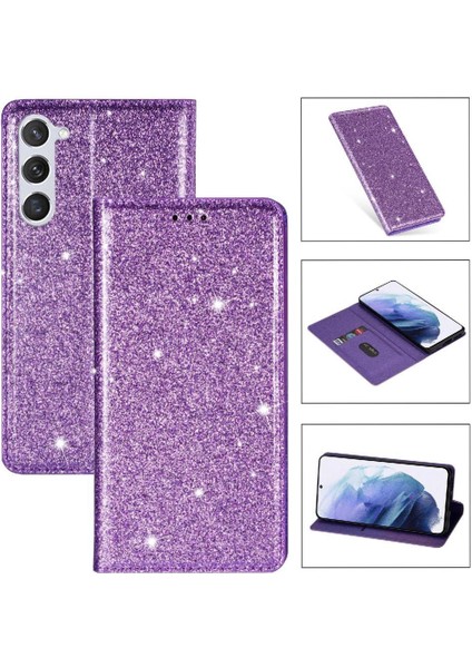 Samsung Galaxy S23 Için Glitter Flip Case Pu Deri Kart Tutucu Flip Case (Yurt Dışından)