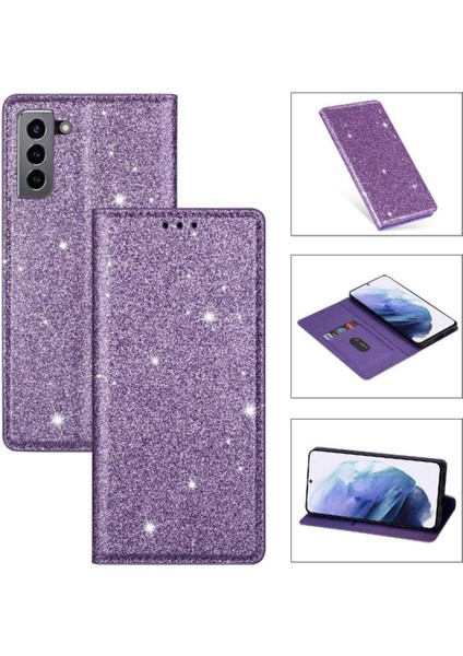 Samsung Galaxy S21 Artı 5g Pu Deri Manyetik Kart Için Glitter Flip Case (Yurt Dışından)