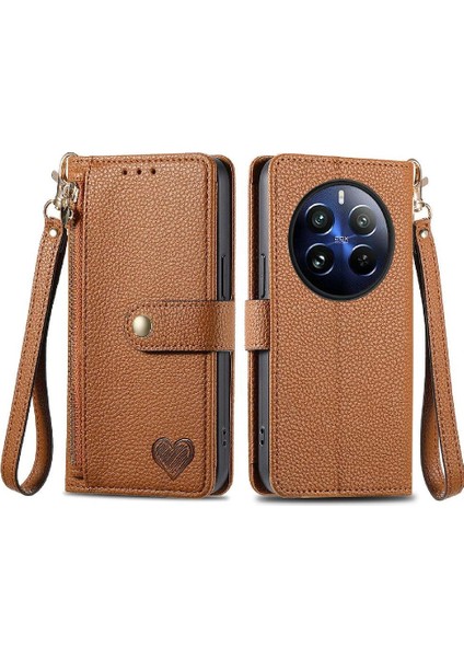 Realme 13 Cüzdan Darbeye Deri Kılıf Fermuar Aşk Için Flip Case (Yurt Dışından)