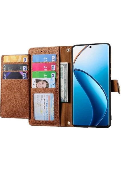 Realme 13 Cüzdan Darbeye Deri Kılıf Fermuar Aşk Için Flip Case (Yurt Dışından)