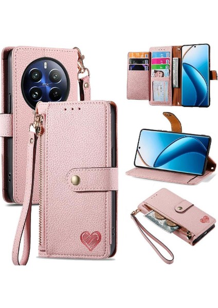 Realme 13 Cüzdan Darbeye Deri Kılıf Fermuar Aşk Için Flip Case (Yurt Dışından)