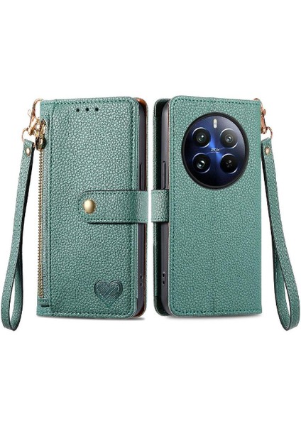 Realme 13 Cüzdan Darbeye Deri Kılıf Fermuar Aşk Için Flip Case (Yurt Dışından)