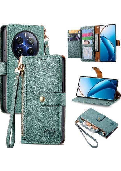 Realme 13 Cüzdan Darbeye Deri Kılıf Fermuar Aşk Için Flip Case (Yurt Dışından)