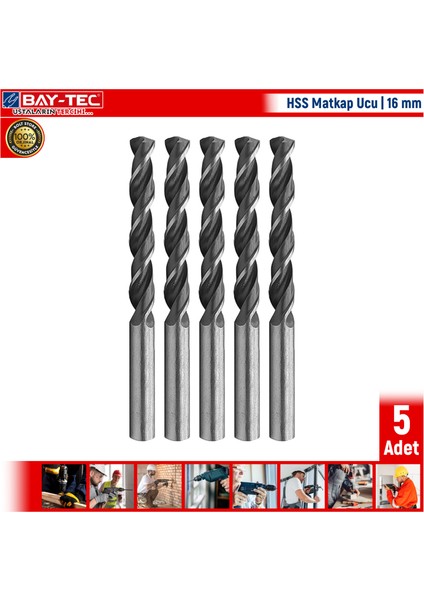 Hss Matkap Ucu | 16 mm | 5 Adet