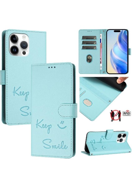 IPhone 15 Için Kılıf Pro Max Pu Deri Kart Tutucu Cüzdan Kapak Çevirin Rfıd (Yurt Dışından)