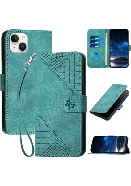 Ayrılabilir El Kayışı ile IPhone 13 Için Flip Case Kabartmalı Kelebek Yüksek (Yurt Dışından)