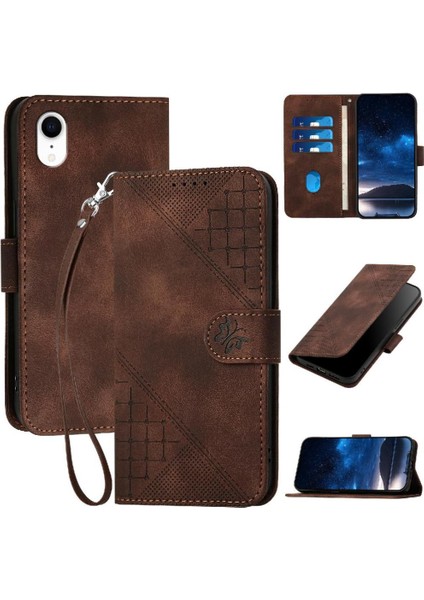 IPhone Xr Için Flip Case Yüksek Kalite Deri Telefon Kılıfı Kabartmalı Kelebek (Yurt Dışından)