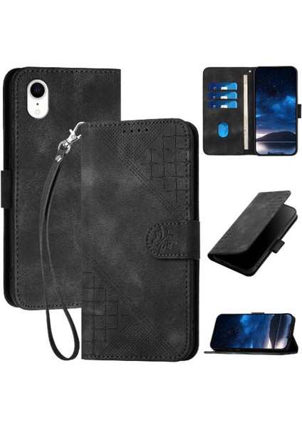 IPhone Xr Için Flip Case Yüksek Kalite Deri Telefon Kılıfı Kabartmalı Kelebek (Yurt Dışından)