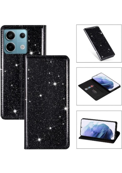Xiaomi Redmi Not 13 Için Glitter Flip Case 4g Manyetik Kapatma Pu Deri (Yurt Dışından)