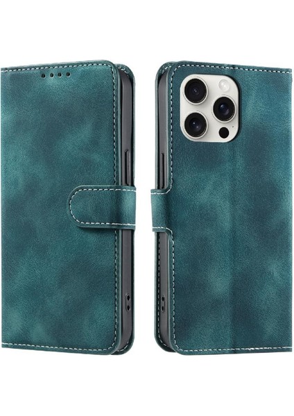 IPhone 15 Için Flip Case Pro Max Pu Deri Kickstand Manyetik Cüzdan Kart (Yurt Dışından)