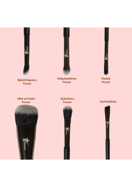 Professional Makeup Brush Soft Hair Serisi 6'Lı Set (No:26-28-30-31-33-34) Makyaj Fırça Seti fiyatları