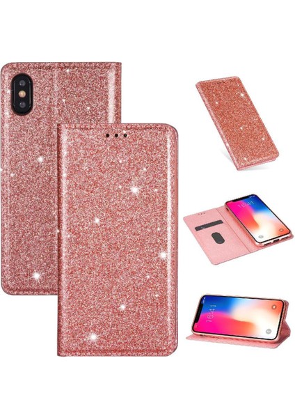 IPhone Xr Manyetik Kapatma Flip Case Cüzdan Pu Kart Için Glitter Flip Case (Yurt Dışından)