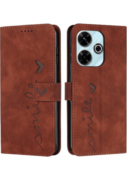 Xiaomi Poco M6 4g Kickstand Yan Toka Pu Deri Aşk Için Flip Case (Yurt Dışından)