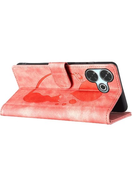 Xiaomi Poco M6 4g Için Flip Case Kabartmalı Sevimli Kedi Tutucu Kapak Cüzdan (Yurt Dışından)