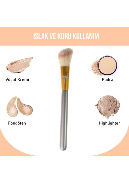 Professinal Makeup Brush Champagne Açılı Allık ve Pudra Fırçası Makyaj Fırçası No:14 modelleri