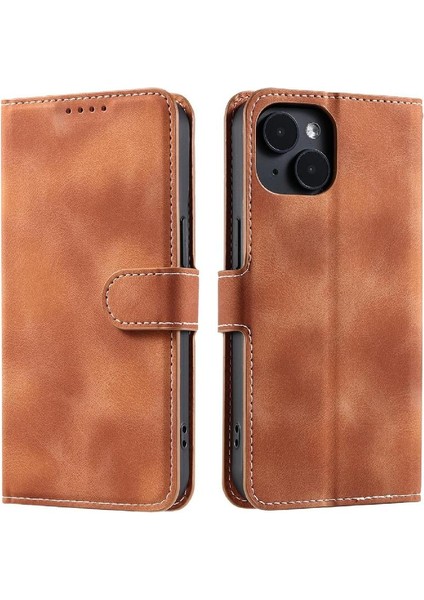 IPhone 15 Için Flip Case Pu Deri Cüzdan Kart Yuvaları Bilek Kayışı Kickstand (Yurt Dışından) modelleri