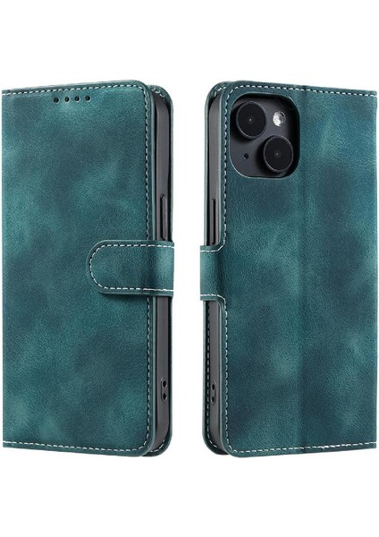 IPhone 15 Için Flip Case Pu Deri Cüzdan Kart Yuvaları Bilek Kayışı Kickstand (Yurt Dışından)