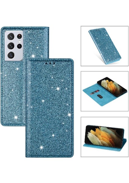 Samsung Galaxy S21 Için Glitter Flip Case Ultra 5g Flip Case Cüzdan Pu (Yurt Dışından)