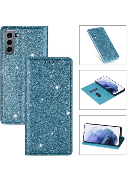 Samsung Galaxy S22 Artı 5g Manyetik Kapatma Kartı Pu Için Glitter Flip Case (Yurt Dışından)