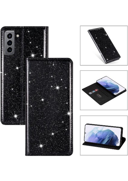 SZY Market Samsung Galaxy S22 Artı 5g Manyetik Kapatma Kartı Pu Için Glitter Flip Case (Yurt Dışından)